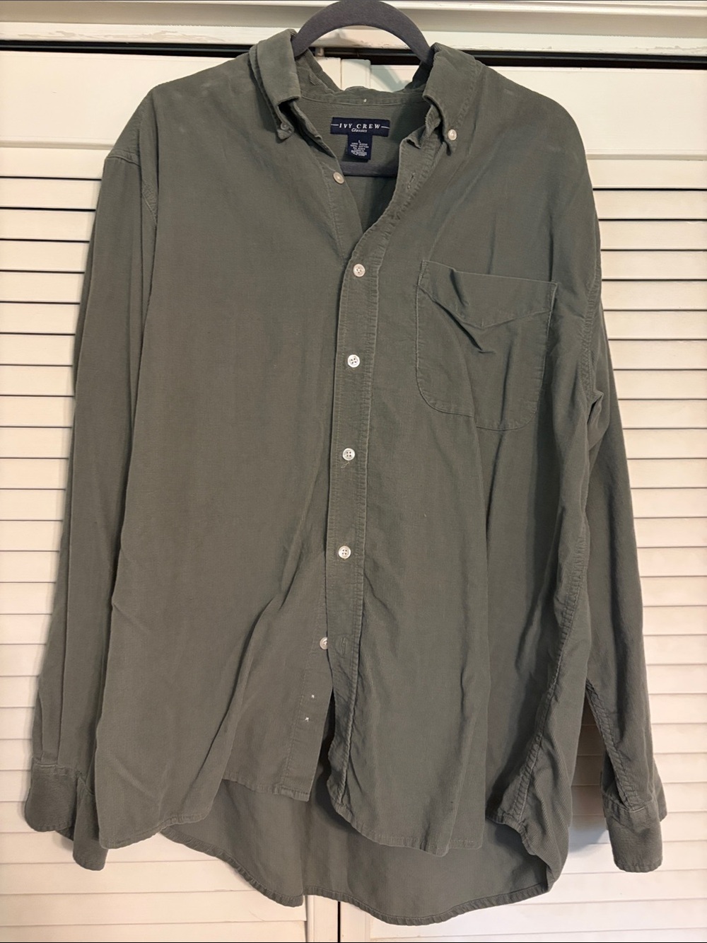 J. Crew Men's Olive Button-Down Long Sleeve Shirt